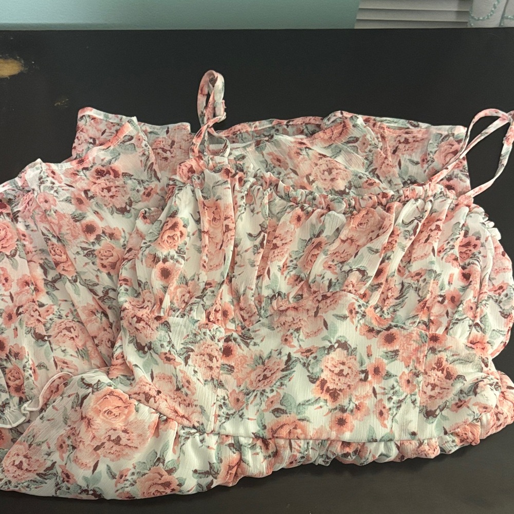 Floral Pink and White Dress